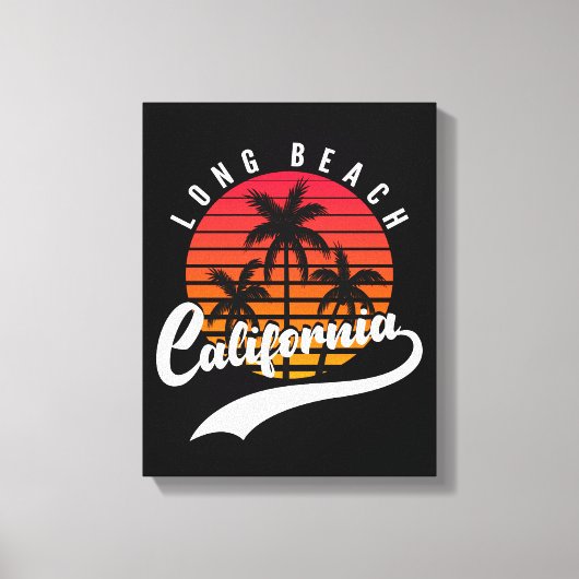 Sunset Canvas — Long Beach Retro Sunset Print (Voorkant)