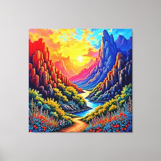 Sunset Canyon River Art Canvas Afdruk (Voorkant)
