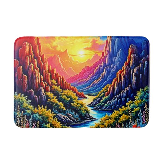Sunset Canyon River Kunst Badmat (Voorkant)