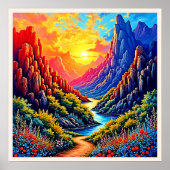 Sunset Canyon River Kunst Poster (Voorkant)