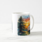 Sunset Caravan Camping Illustration Mug Koffiemok (Voorkant rechts)