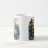 Sunset Caravan Camping Illustration Mug Koffiemok (Center)