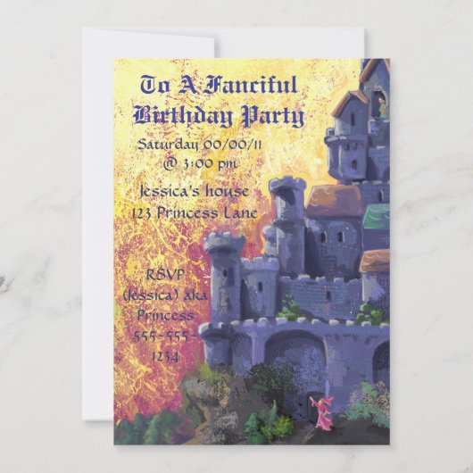 Sunset Castle Party nodigt uit Kaart (Achterkant)