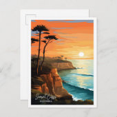 Sunset Cliffs California Reisillustratie Briefkaart (Voorkant / Achterkant)