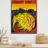 SUNSET CLIFFS SAN DIEGO CALIFORNIA SURFING POSTER (Keuken)