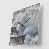 Sunset Cliffs Splash van Storm Waves Vierkante Klok (Hoek)
