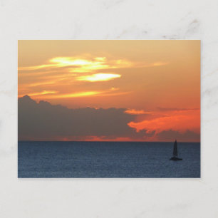 Sunset Clouds and Sailboat Seascape Briefkaart