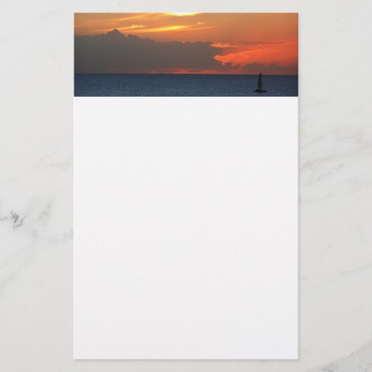 Sunset Clouds and Sailboat Seascape Briefpapier (Voorkant)