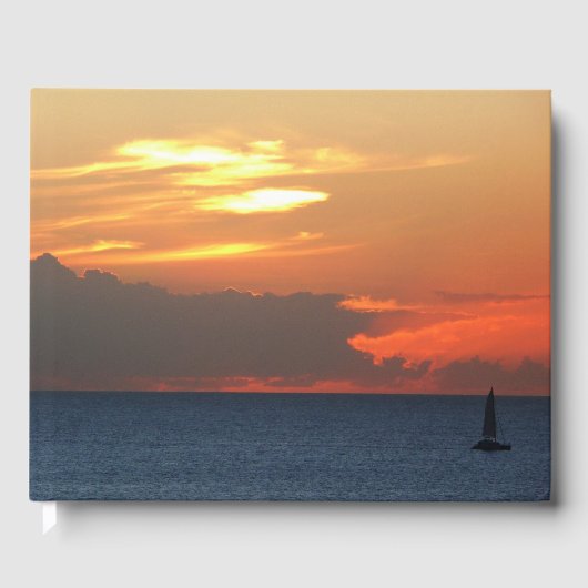 Sunset Clouds and Sailboat Seascape Gastenboek (Voorkant)