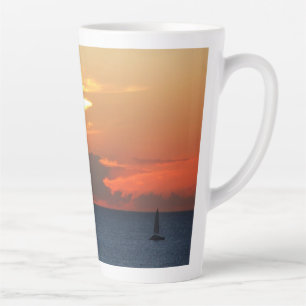 Sunset Clouds and Sailboat Seascape Latte Mok