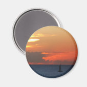 Sunset Clouds and Sailboat Seascape Magneet (Voorkant / Achterkant)