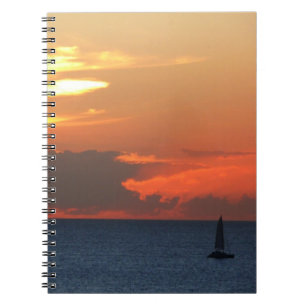 Sunset Clouds and Sailboat Seascape Notitieboek
