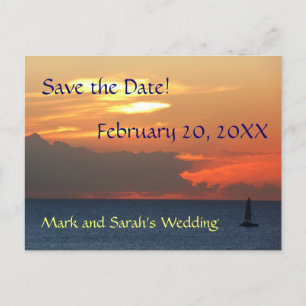 Sunset Clouds en Sailboat Save the Date Briefkaart