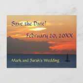 Sunset Clouds en Sailboat Save the Date Briefkaart (Voorkant)