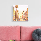 Sunset Coastal Town | Waterverf aan de kust van de Canvas Afdruk (Insitu (Woonkamer))