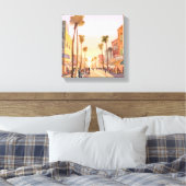 Sunset Coastal Town | Waterverf aan de kust van de Canvas Afdruk (Insitu (Slaapkamer))