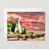 Sunset Coastal Vuurtoren Briefkaart (Voorkant / Achterkant)