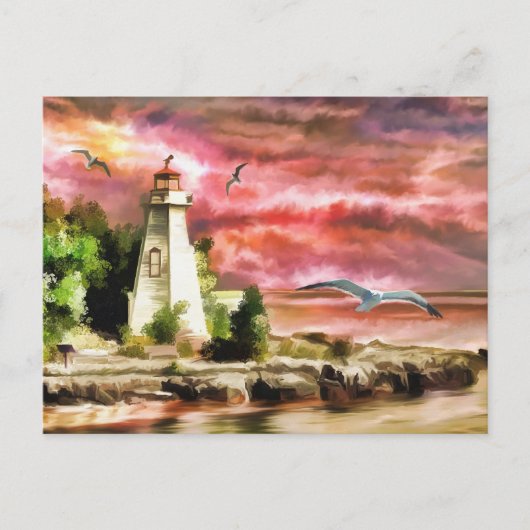 Sunset Coastal Vuurtoren Briefkaart (Voorkant)
