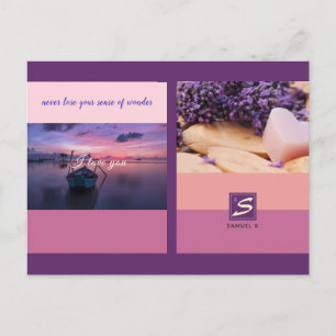 Sunset Color Palette Stripe Photo Monogram Briefkaart