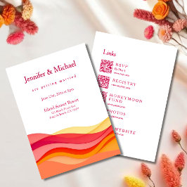 Sunset Color Waves Modern Wedding All in One Kaart