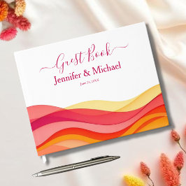 Sunset Color Waves Modern Wedding Gastenboek