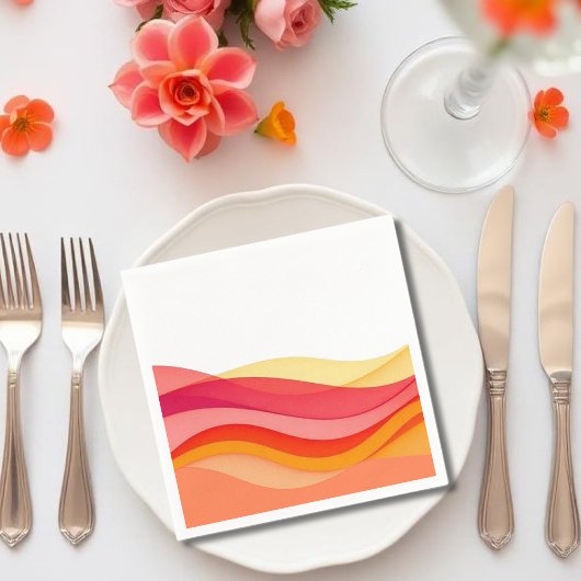 Sunset Color Waves Modern Wedding Servet