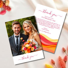 Sunset Color Waves Modern Wedding Thank You Card Bedankkaart