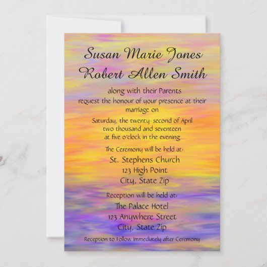 Sunset Colored Wedding Invitation Kaart (Voorkant)