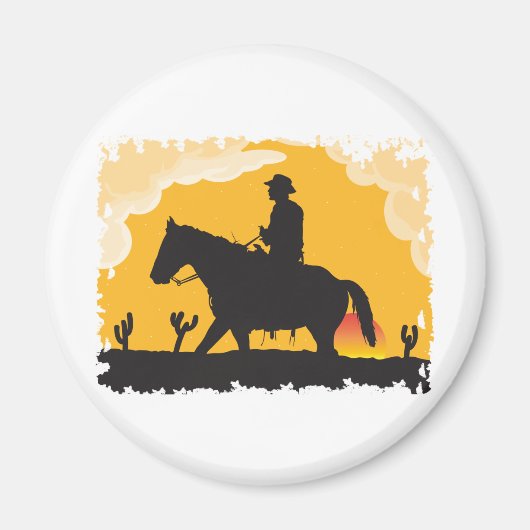 Sunset Cowboy Magneet (Voorkant)