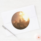 Sunset Cowboy Ronde Sticker (Envelop)