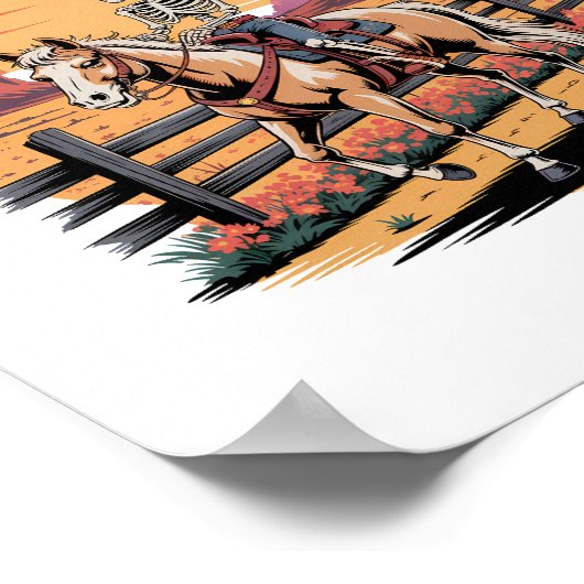 Sunset Cowgirl Skeleton Riding Horse Poster (Hoek)