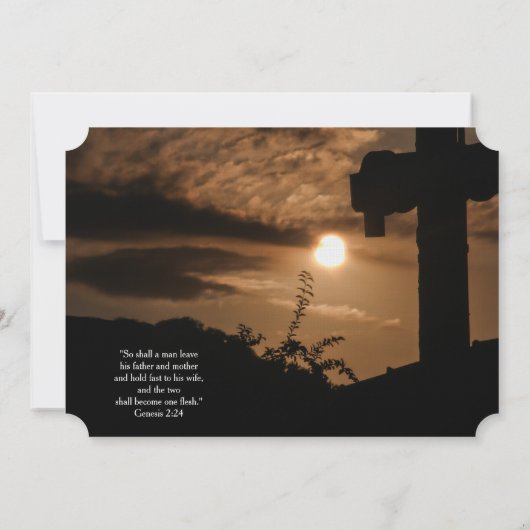 Sunset Cross-Catholic Faire-part de mariage (Dos)