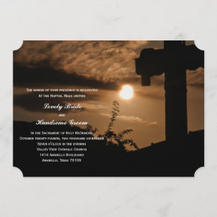 Sunset Cross-Catholic Faire-part de mariage