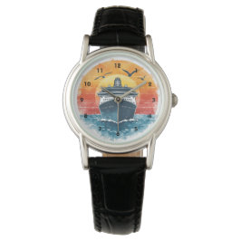 Sunset Cruise Ship Vacation Ocean Caribbean  Horloge