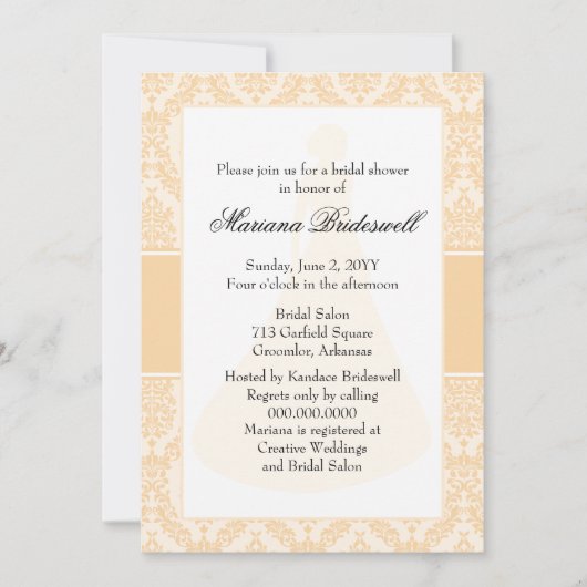 Sunset Damask Bridal Shower Invitation Kaart (Voorkant)