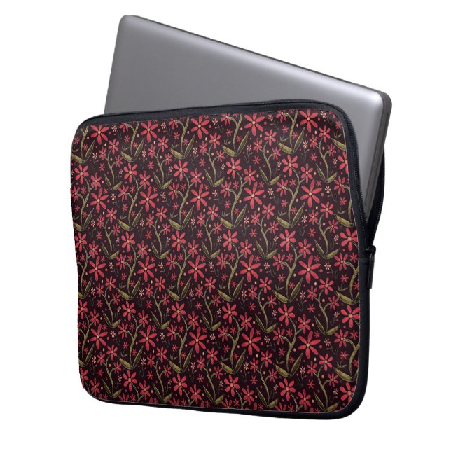 Sunset | Dancing Watercolor Daisies Laptop Sleeve (Voorkant Links)