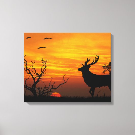Sunset Deer Canvas Afdruk (Voorkant)