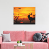 Sunset Deer Canvas Afdruk (Insitu (Woonkamer))