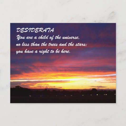 Sunset DESIDERATA Briefkaart (Voorkant)
