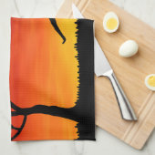 Sunset Dinosaur Scene Kitchen Towel Theedoek (Quarter Fold)