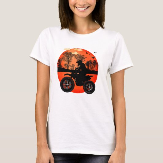 Sunset Dirt Bike Rider Adventure Silhouette T-shirt (Voorkant)