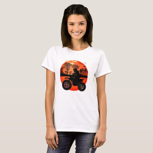 Sunset Dirt Bike Rider Adventure Silhouette T-shirt (Voorkant volledig)
