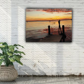 Sunset Dolphins Canvas Afdruk