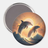 Sunset Dolphins Magnet Magneet (Voorkant / Achterkant)