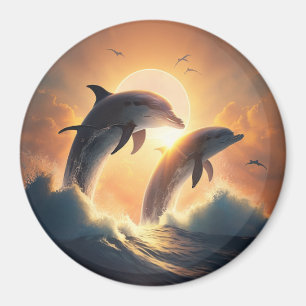 Sunset Dolphins Magnet Magneet