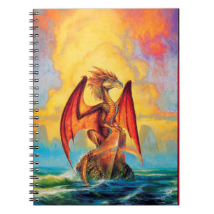 Sunset Dragon Fantasy Art Notitieboek - Betoverd