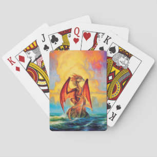 Sunset Dragon Fantasy Art-speelkaarten Pokerkaarten