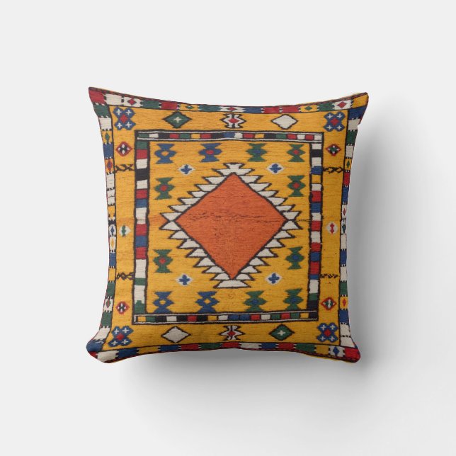 Sunset Dreams" Turc jaune Kilim Coussins : (Recto)