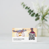 Sunset Drone Pilot QR Code Visitekaartje (Staand voorkant)