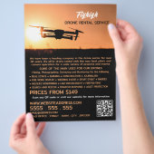 Sunset Drone Silhouette, Drone Rental Company Flyer (Hand)